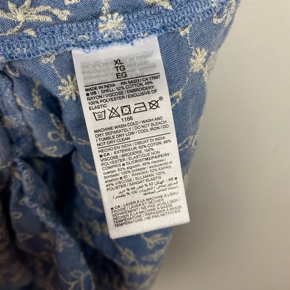 Old Navy Puff Sleeve Tiered Mini Swing Dress Blue Floral Embroidered Size XL - Picture 10 of 11